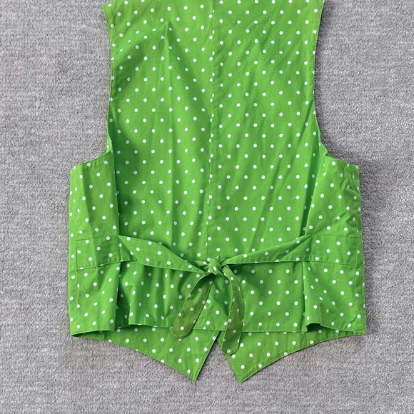 Jones New York Sport Vintage Green Polka Dot Cotton Vest - Picture 2 of 8